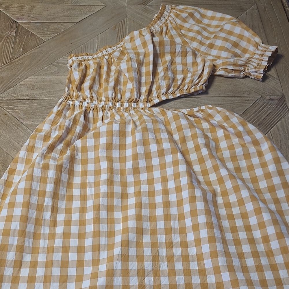 Who What Wear Mustard Checkered Dress